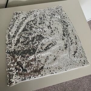 Solid Sequin Skirt - Petite XS
